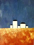 Kazimir Malevich landscape with five houses oil